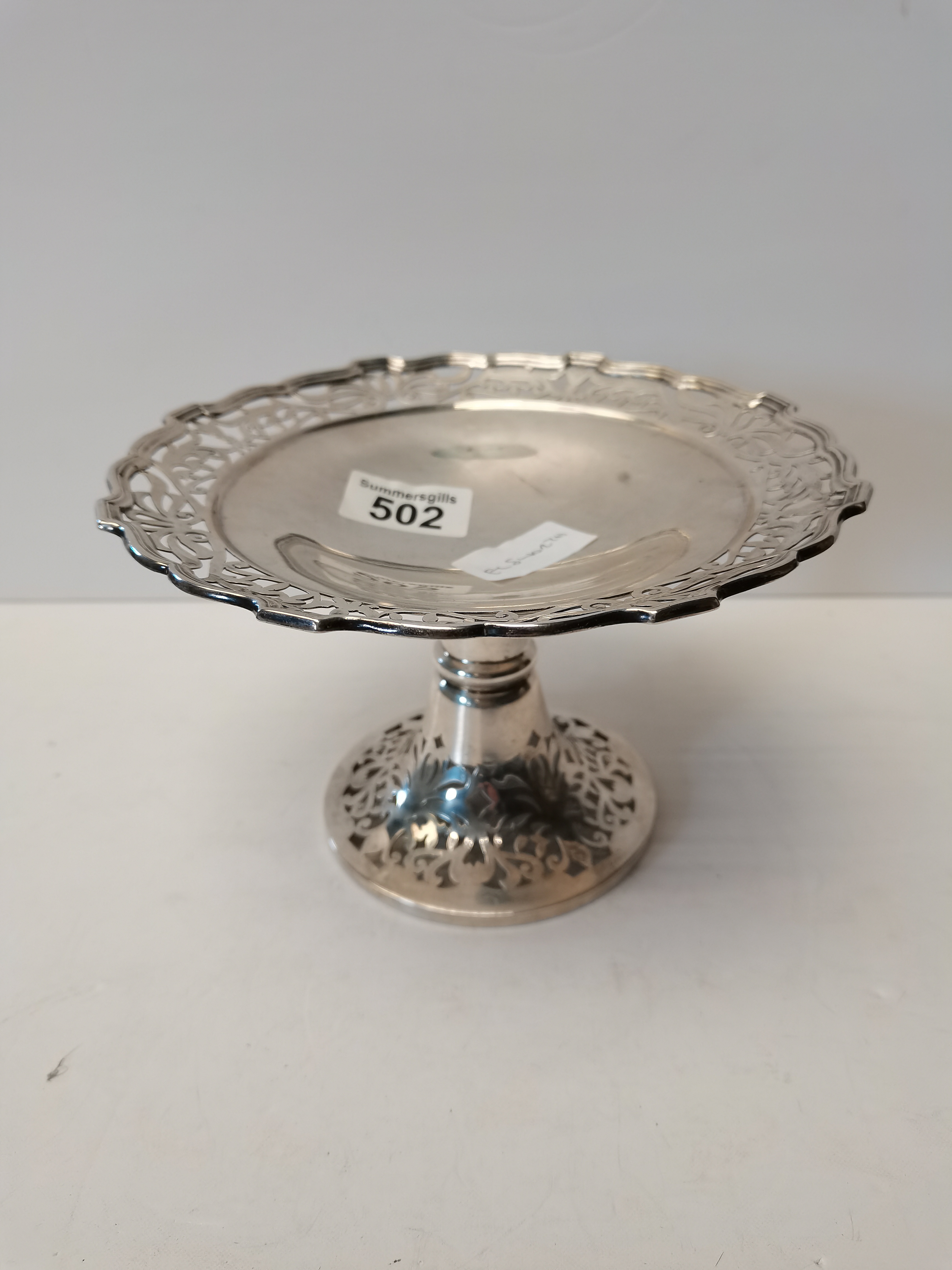 Birmingham silver fretwork bon bon style dish 20cm in good condition 346g