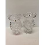 Pair of cut glass lead crystal 26cm height vases