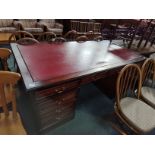 Mahogany partners desk with leather top