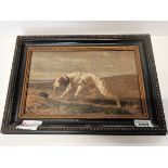 Antique Oil Painting of dog on canvas size 20cm x 30cm ( no signature )