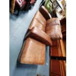 Leather 2 seater settee and stool