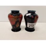 2 small Moorcroft Vases 9cm height early Pomegranite ex. condition