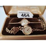 2x ladies gold wristwatches 9k 31g