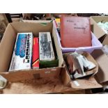 3 x boxes misc. items incl printing blocks and railway memrobilia