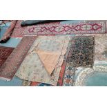 5 rugs various colours and sizes condition fair/worn