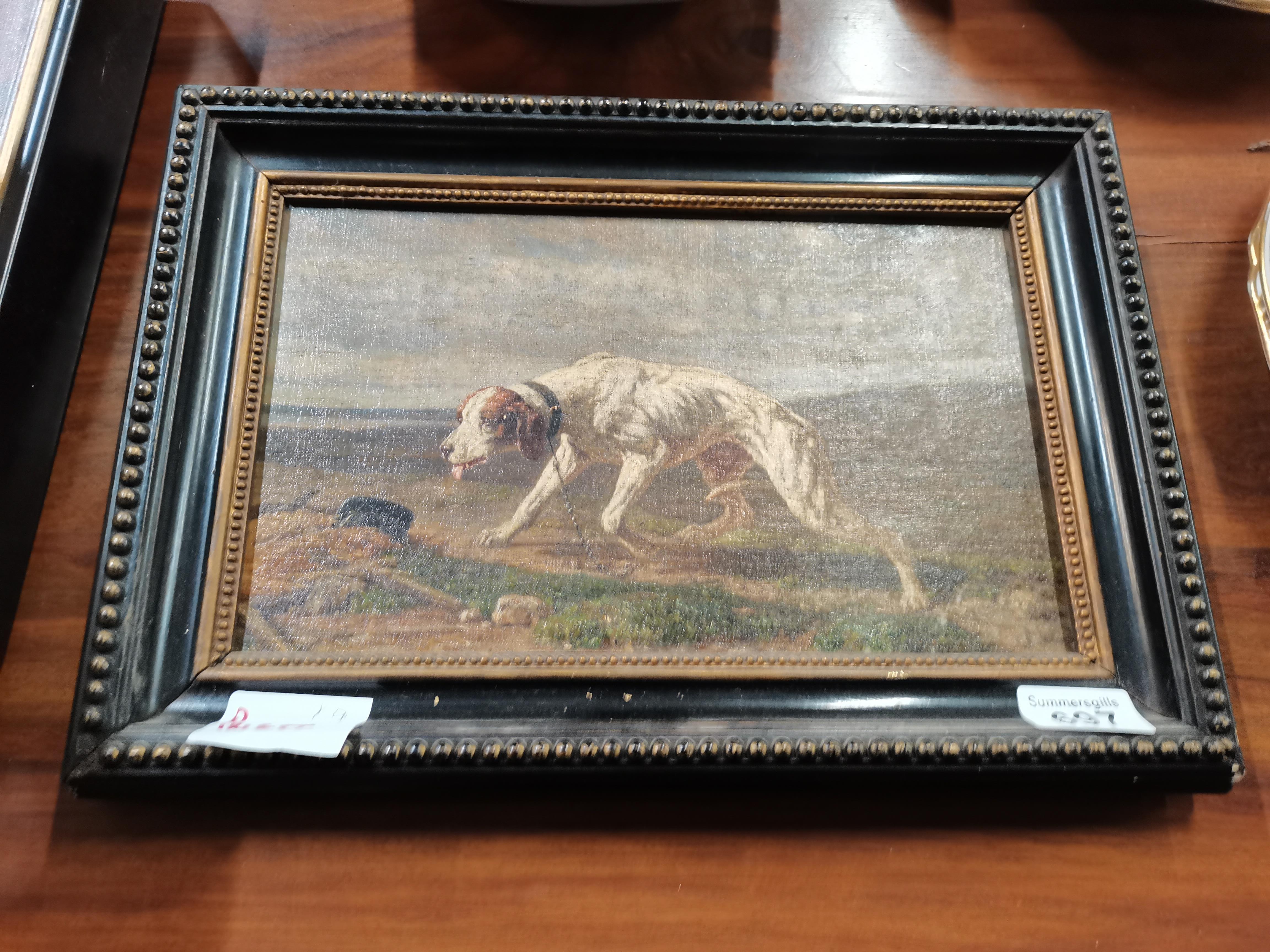 Antique Oil Painting of dog on canvas size 20cm x 30cm ( no signature ) - Image 4 of 4