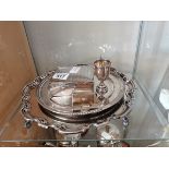 Silver plated items incl compact morror, cigarette box etc