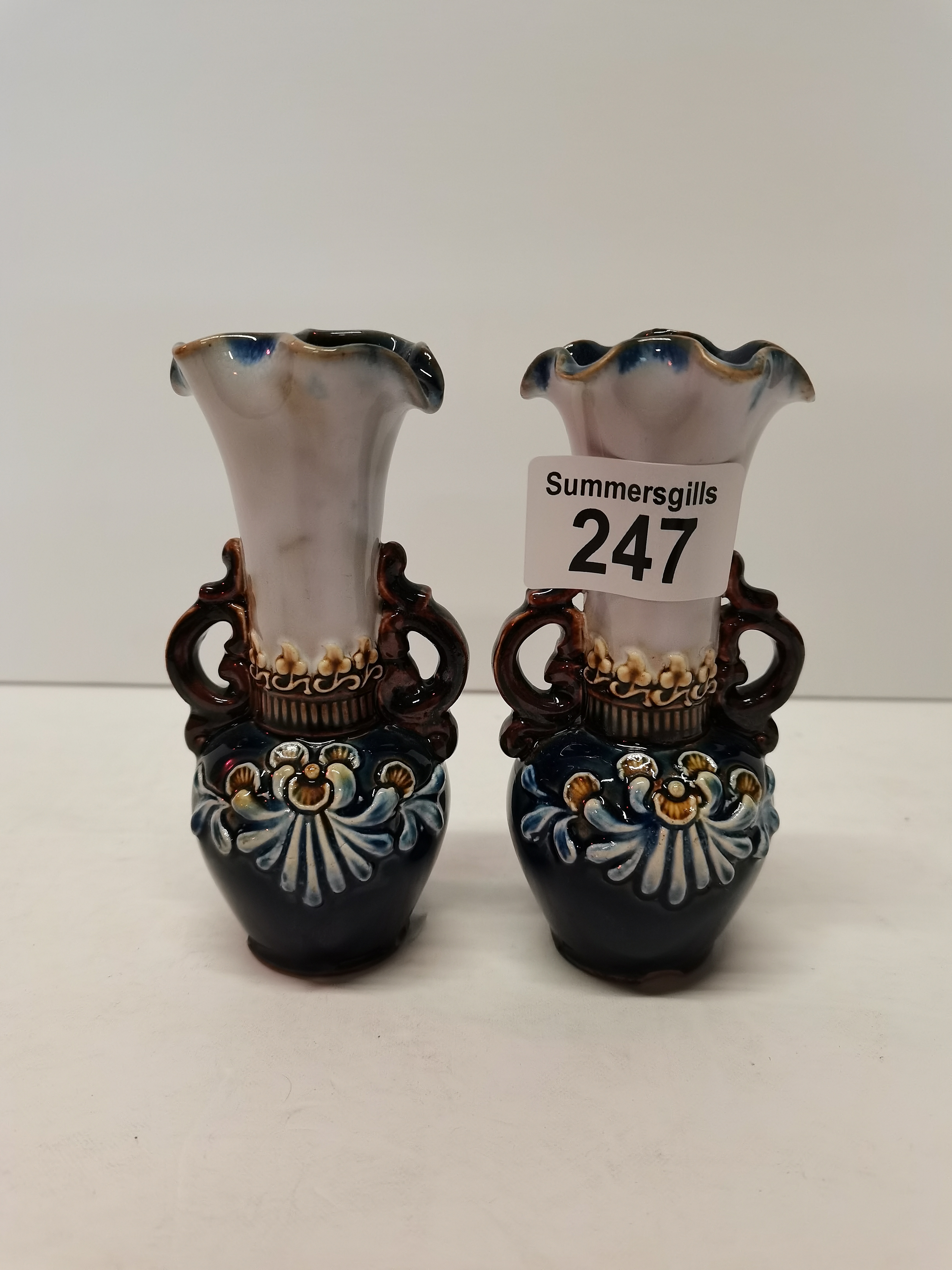 Pair of Doulton vases 13cm height A/F