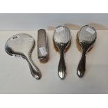Birmingham Silver plated hairbrushes x 2, mirror, clothes brush
