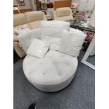 Round White leather effect chair with crystals