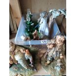 Lladro figures, Capodimonte figures and green glassware
