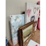 Pictures and prints on canvases