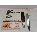 American Civil war Bowie Knife BX Davys sheffield C1840-1870 & Civil war book ( blade size 19cm )