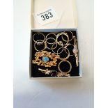 Gold jewellery inc 12g 9ct plus 3g 18k ring and brooches