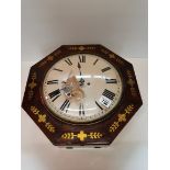Georgian rosewood and brass inlaid wall clock ( fussee movement)