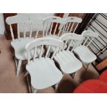 6 x Pine painted chairs