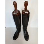 Leather riding boots with wooden trees
