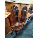 Mahogany corner cupboard and table