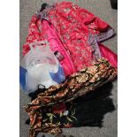 Chinese dress and items of clothing, bag of lace