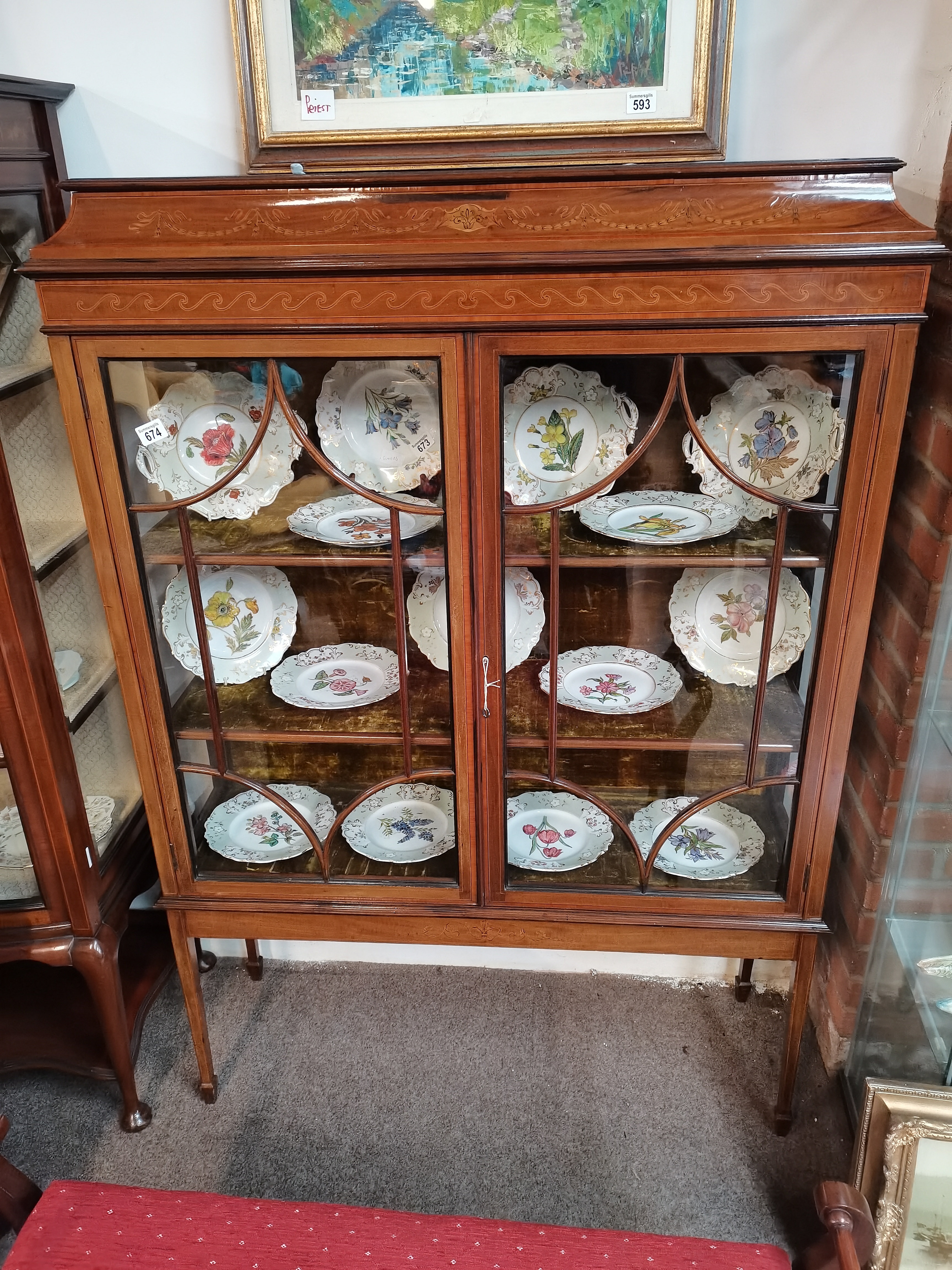 Edwardian inlaid display cabinet