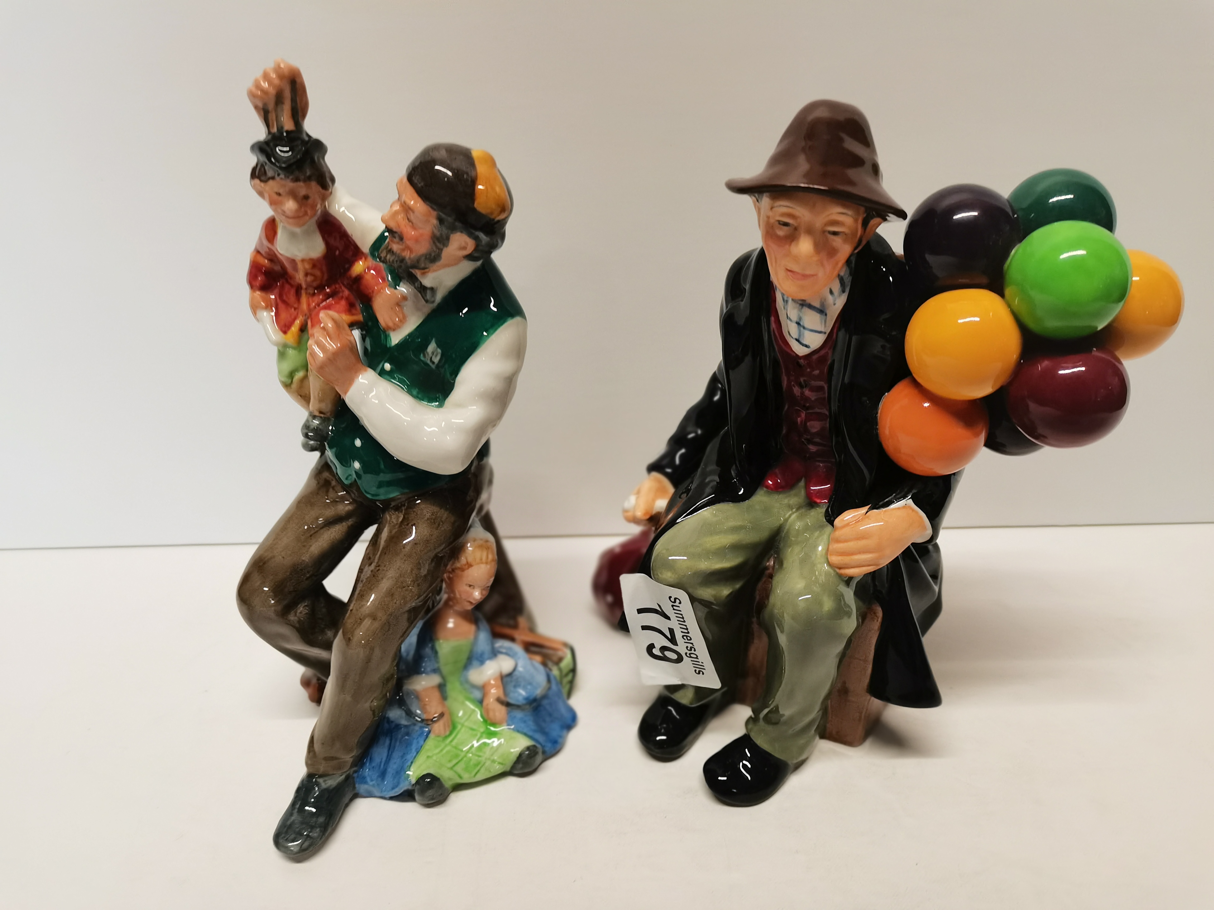 2 Royal Doulton Figures HN1954 "The Balloon Man" and HN2253 "The Puppetmaker"