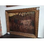 Oil painting of man with cows Rowley Leggert 50cm x 40cm