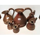 Set of 6 copper ale jugs