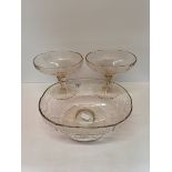 Set of 3 antique engraved glass bowls excellent condition (possibly Georgian)
