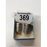 2 x solid silver thimbles