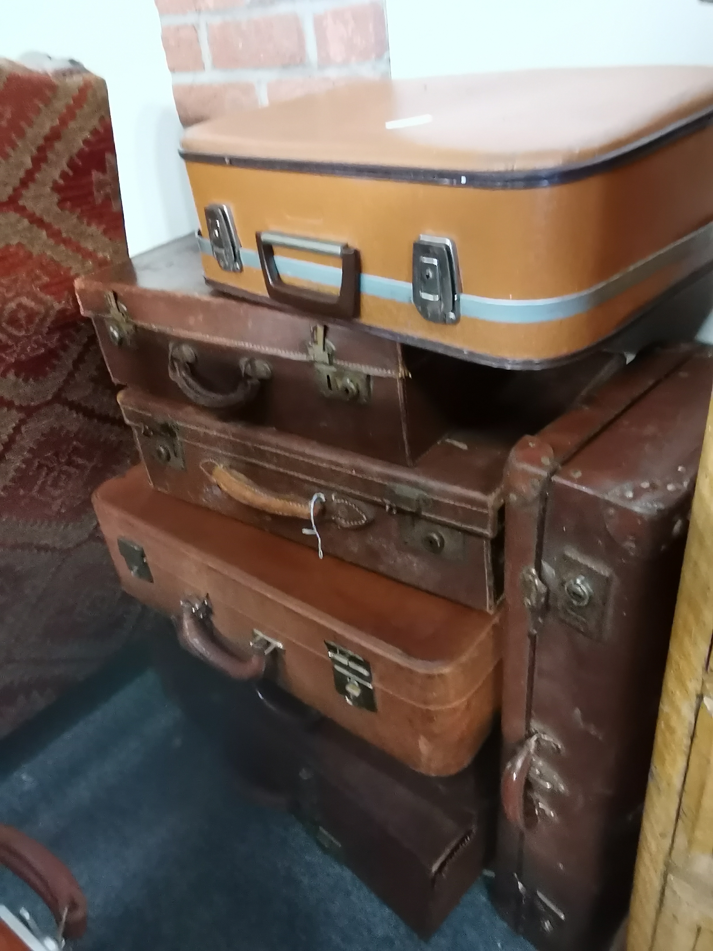 Collection of leather and other suite cases - Image 2 of 3