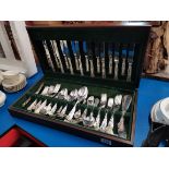 Silver Cutlery service in wooden display box