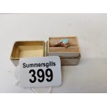 9ct gold ring with opal and diamonds approx size p