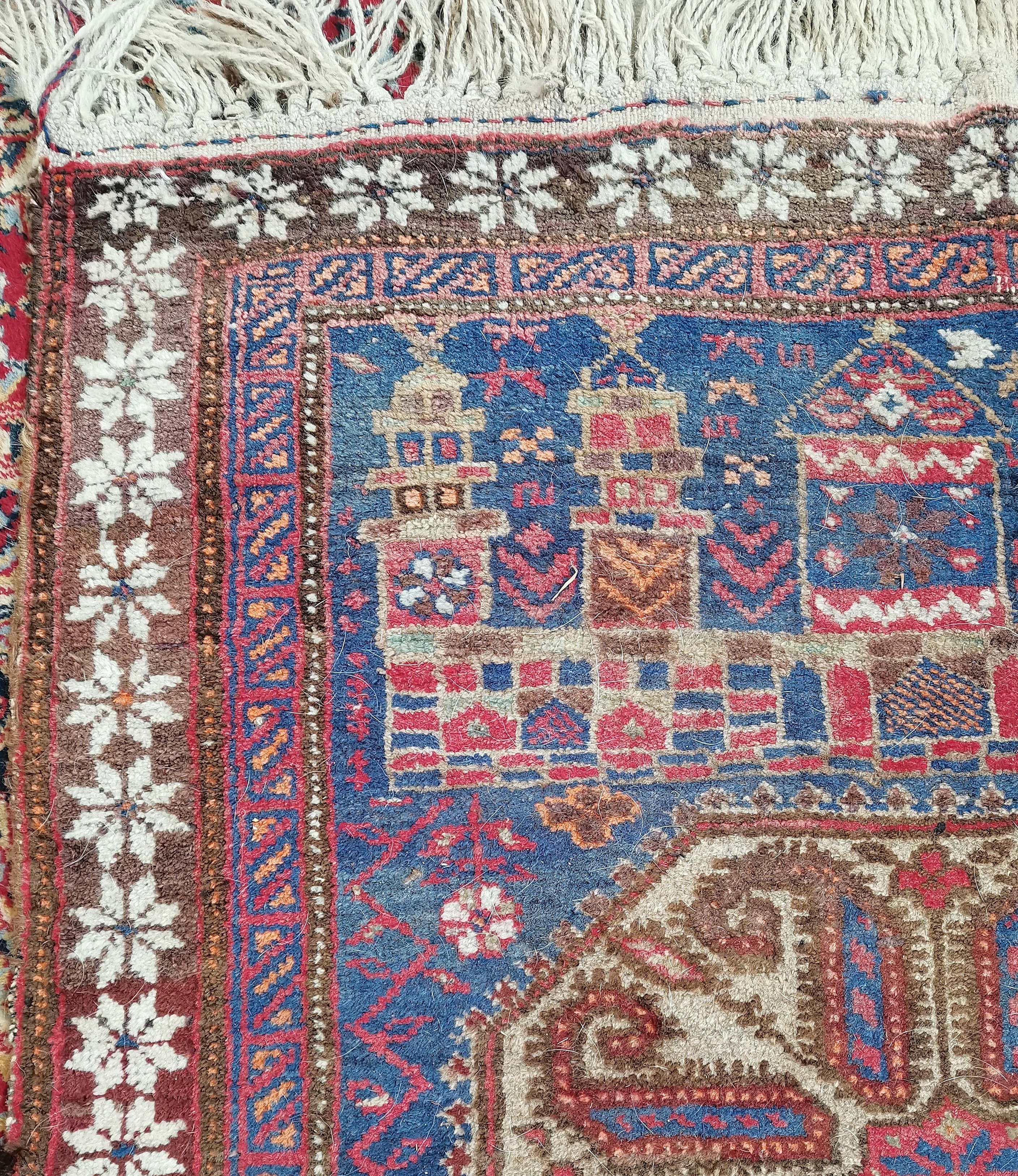 Red and Blue rug condition faded on one side 130 x 84 - Image 2 of 3