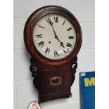 Inlaid Wooden Wall Clock with Large Round Face