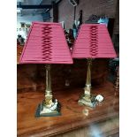 Pair of Corinitham columned table lamps plus 2
