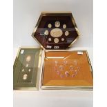 Set of 3 miniature plaques in frames