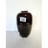 Black glazed Chinese vase with 6 Oriental marks on base poss. Kangxi Dynasty 21cm height