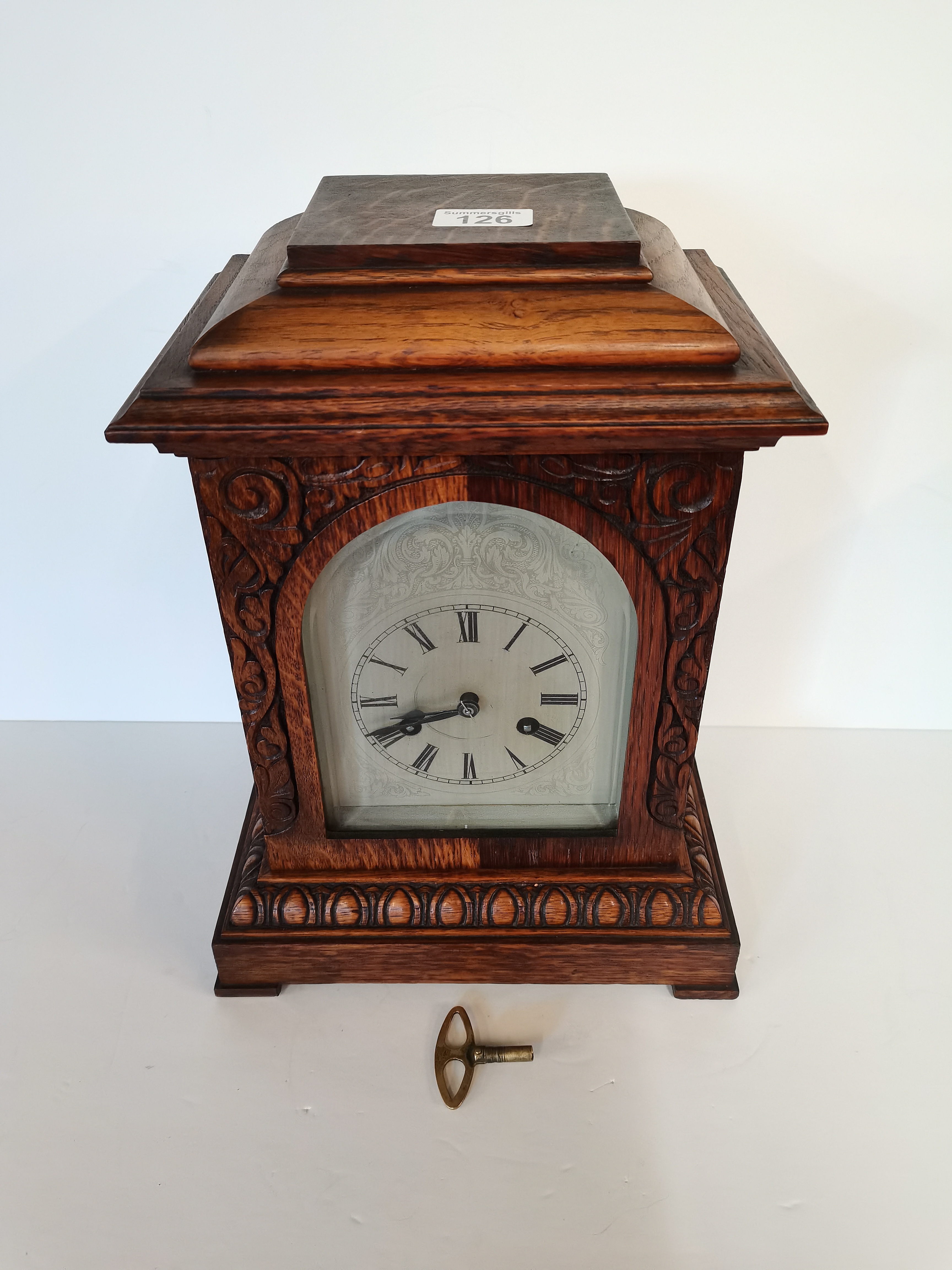 Oak Mantle clock with key