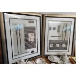 2 x large posters in frames signed Dominique Gaudin