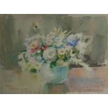 MARCELLA SMITH, 1887 - 1963, WATERCOLOUR Still life, floral display in green celadon vase, signed
