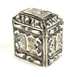 AN EARLY 20TH CENTURY DUTCH SILVER RECTANGULAR TRINKET BOX With embossed decoration and horse