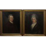 A PAIR OF EARLY 19TH CENTURY OILS ON CANVAS, FAMILY PORTRAITS Gilt framed. (77cm x 90cm)