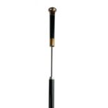 AN EDWARDIAN BRITISH ARMY WHITE METAL AND EBONISED WOOD SWORD STICK The finial cast with the