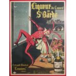 L. CONCHON, 'LIQUEUR DU COUVENT DE STE. BARBE', A LARGE ORIGINAL POSTER, CIRCA 1910 Later framed