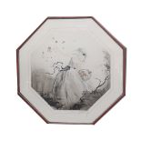 GEAN HARDY, FL, 1925/1935, OCTAGONAL BOUDOIR LIMITED EDITION (367/350) ETCHING Titled 'Bataille de