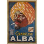 O. DE RYKER, BELGIUM, 'CIGARETTES ALBA', A LARGE ORIGINAL POSTER, CIRCA 1930 Later framed behind