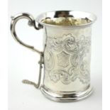 A VICTORIAN SILVER CHRISTENING MUG Having a fine chased cartouche, hallmarked London, 1844. (