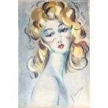 MID 20TH CENTURY CONTINENTAL SCHOOL, OIL ON BOARD Head and shoulders portrait, female study,