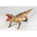 AN EARLY 20TH CENTURY TAXIDERMY CROCODILE. (148cm)