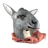 A MID 20TH CENTURY THEATRICAL PAPIER-MACHÈ ARTICULATED DONKEYS HEAD. (50cm x 46cm)